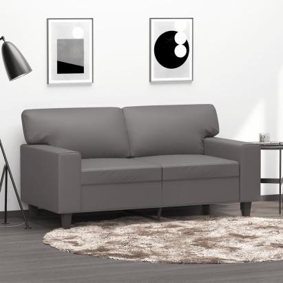 Canapea cu 2 locuri, gri, 120 cm, piele ecologică GartenMobel Dekor
