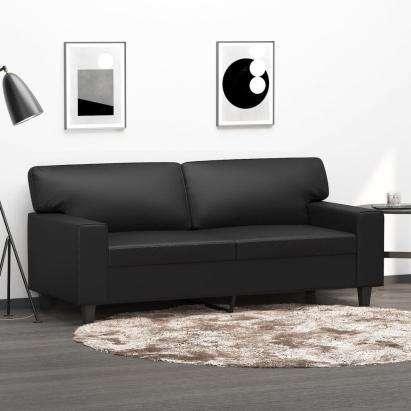 Canapea cu 2 locuri, negru, 140 cm, piele ecologică GartenMobel Dekor