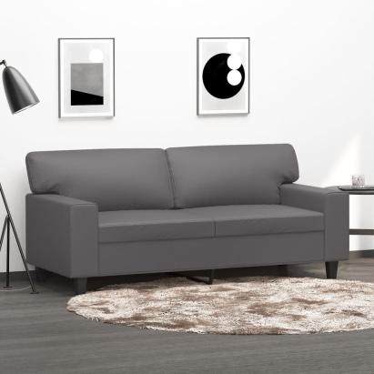 Canapea cu 2 locuri, gri, 140 cm, piele ecologică GartenMobel Dekor