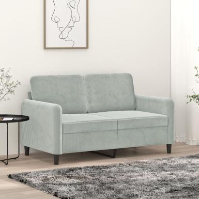 Canapea cu 2 locuri, gri deschis, 120 cm, catifea GartenMobel Dekor