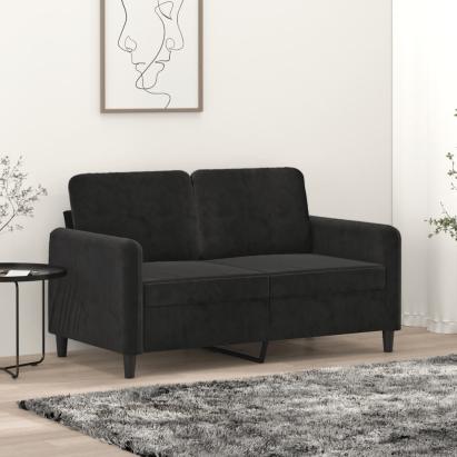 Canapea cu 2 locuri, negru, 120 cm, catifea GartenMobel Dekor