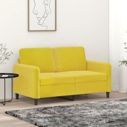 Canapea cu 2 locuri, galben, 120 cm, catifea GartenMobel Dekor