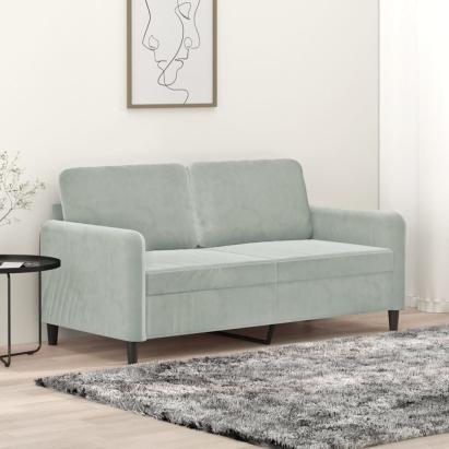 Canapea cu 2 locuri, gri deschis, 140 cm, catifea GartenMobel Dekor