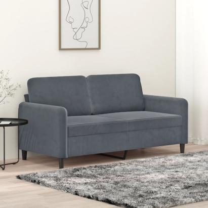 Canapea cu 2 locuri, gri închis, 140 cm, catifea GartenMobel Dekor