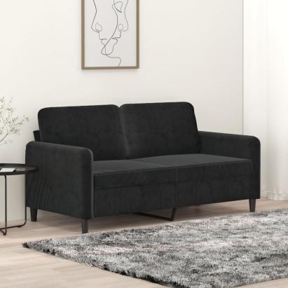 Canapea cu 2 locuri, negru, 140 cm, catifea GartenMobel Dekor