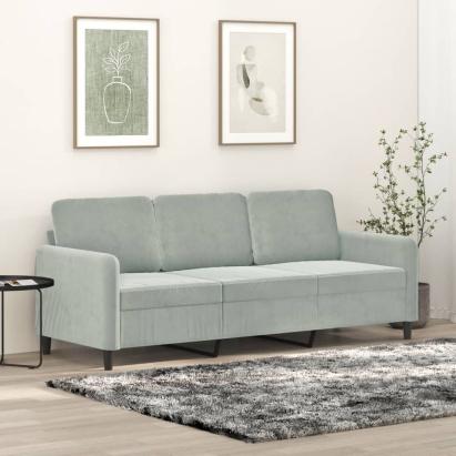 Canapea cu 3 locuri, gri deschis, material 180CM catifea GartenMobel Dekor