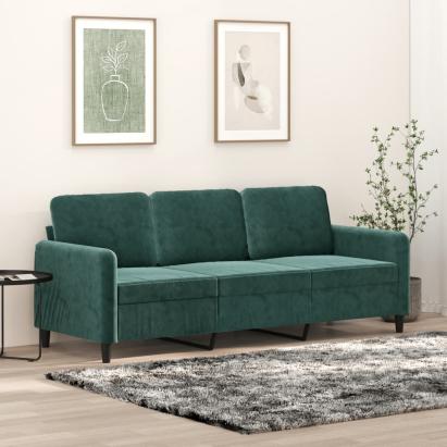 Canapea cu 3 locuri, verde închis, 180 cm, catifea GartenMobel Dekor