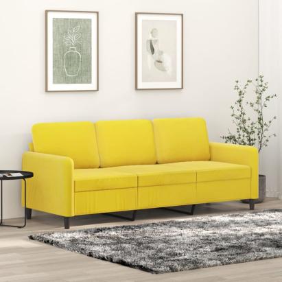Canapea cu 3 locuri, galben, 180 cm, catifea GartenMobel Dekor