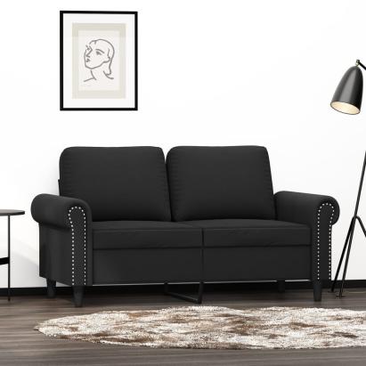 Canapea cu 2 locuri, negru, 120 cm, catifea GartenMobel Dekor