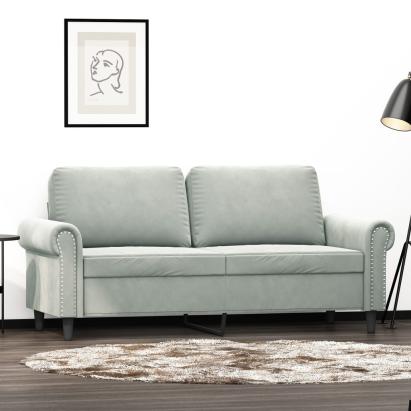 Canapea cu 2 locuri, gri deschis, 140 cm, catifea GartenMobel Dekor
