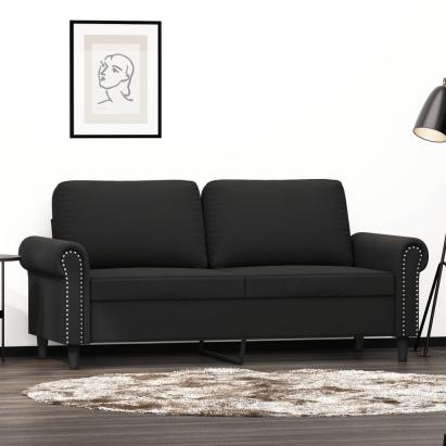 Canapea cu 2 locuri, negru, 140 cm, catifea GartenMobel Dekor