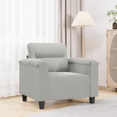 Fotoliu canapea, gri deschis, 60 cm, textil microfibră GartenMobel Dekor