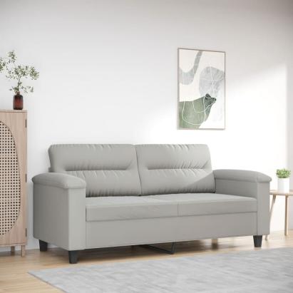 Canapea cu 2 locuri, gri deschis, 140 cm, țesătură microfibră GartenMobel Dekor