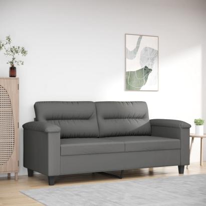 Canapea cu 2 locuri, gri închis, 140 cm, țesătură microfibră GartenMobel Dekor