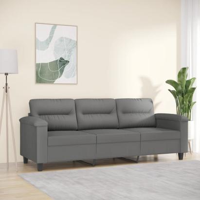 Canapea cu 3 locuri, gri închis, 180 cm, țesătură microfibră GartenMobel Dekor