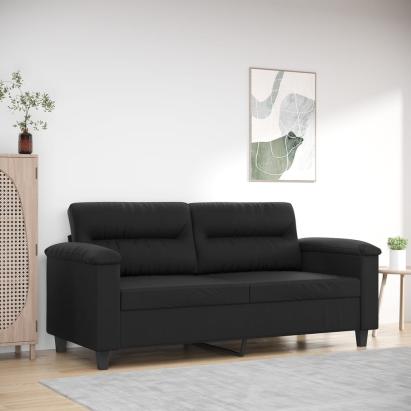 Canapea cu 2 locuri, negru, 140 cm, piele ecologică GartenMobel Dekor