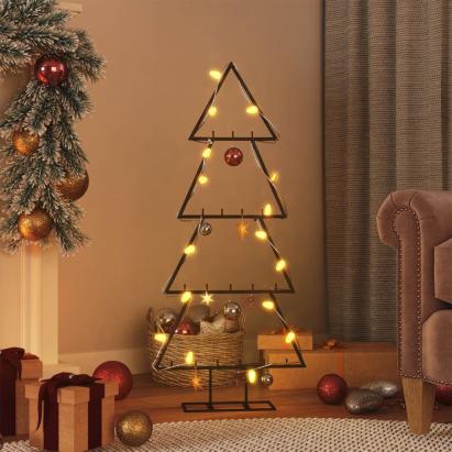 Brad de Crăciun din metal pentru decor, negru, 90 cm GartenMobel Dekor