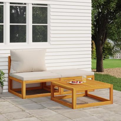 Set mobilier de grădină cu perne, 3 piese, lemn masiv acacia GartenMobel Dekor