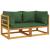 Canapele colț modulare, 2 buc, perne verzi, lemn masiv acacia GartenMobel Dekor