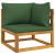 Canapea colț modulară, perne verzi, lemn masiv acacia GartenMobel Dekor