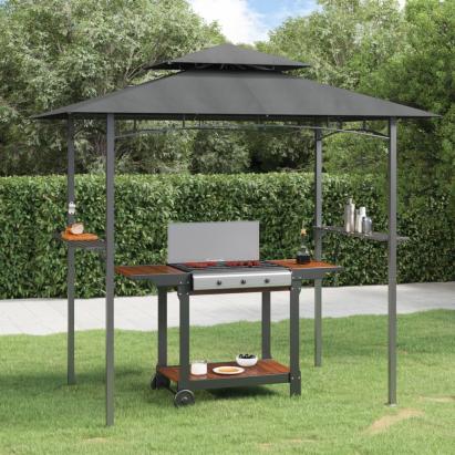 Foișor grătar cu rafturi laterale, antracit 240x150x243 cm oțel GartenMobel Dekor