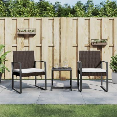Set mobilier de grădină cu perne, 3 piese, maro, PP ratan GartenMobel Dekor