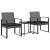 Set mobilier de grădină cu perne, 3 piese, gri închis, PP ratan GartenMobel Dekor