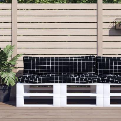 Perne pentru paleți, 2 buc, negru, model carouri, textil oxford GartenMobel Dekor