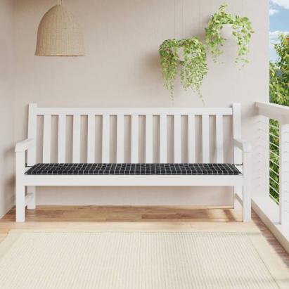 Pernă bancă de grădină, negru carouri, 200x50x3 cm, textil GartenMobel Dekor