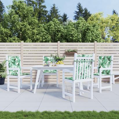 Perne de scaun spătar jos, 4 buc., model frunze, textil GartenMobel Dekor