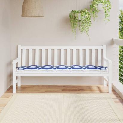 Pernă de bancă dungi albastre și albe 180x50x7 cm textil oxford GartenMobel Dekor