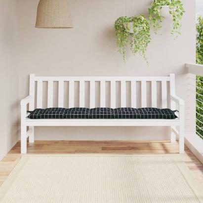 Pernă bancă de grădină negru carouri, 180x50x7cm, textil oxford GartenMobel Dekor