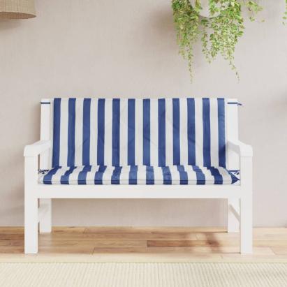 Perne bancă grădină, 2 buc., albastru&alb, 120x50x7 cm, textil GartenMobel Dekor