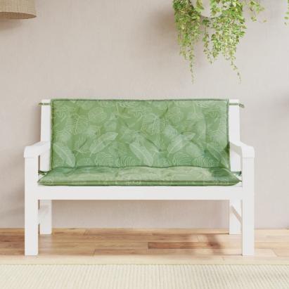 Perne bancă de grădină 2 buc. model frunze 120x50x7 cm textil GartenMobel Dekor