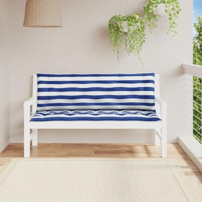 Perne bancă, 2 buc., 150x50x7 cm dungi albastre și albe, oxford GartenMobel Dekor