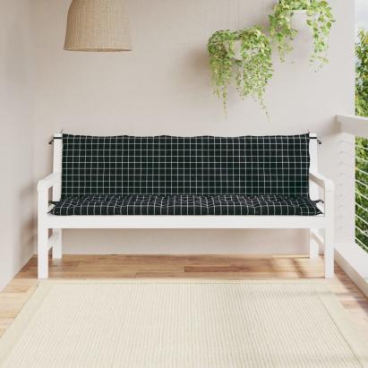 Perne bancă de grădină, 2 buc., negru carouri, textil oxford GartenMobel Dekor