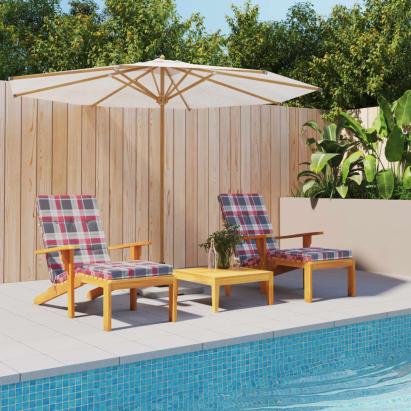 Perne scaun de terasă, 2 buc, roșu, carouri, textil Oxford GartenMobel Dekor