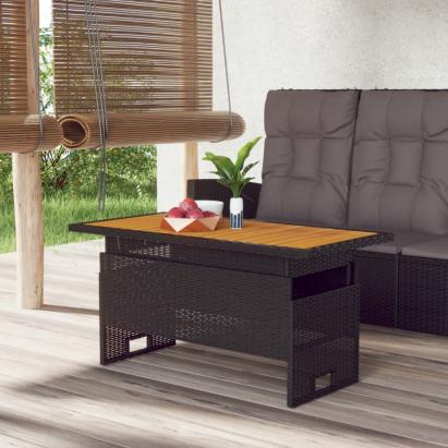 Masă de grădină negru 100x50x43/63 cm lemn acacia și poliratan GartenMobel Dekor