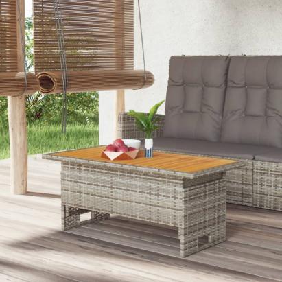 Masă de grădină gri 100x50x43/63 cm lemn acacia și poliratan GartenMobel Dekor
