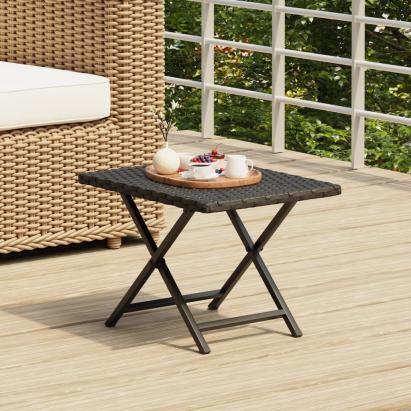 Masă de bistro pliabilă, negru, 45x35x32 cm, poliratan GartenMobel Dekor