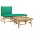 Set mobilier de grădină cu perne verzi, 3 piese, bambus GartenMobel Dekor