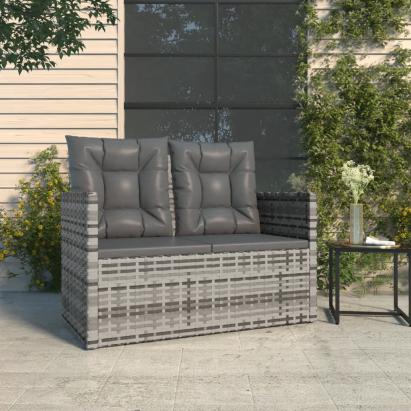 Bancă de grădină cu perne, gri, 105 cm, poliratan GartenMobel Dekor