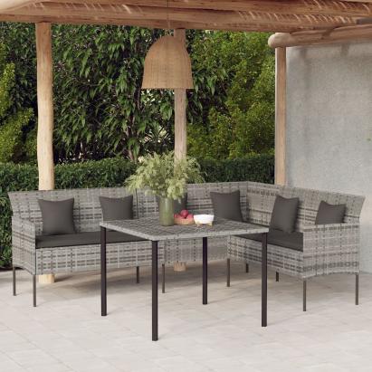 Set mobilier de grădină cu perne, 2 piese, gri, poliratan GartenMobel Dekor