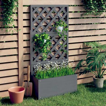 Jardinieră cu spalier, gri, 65x33x135 cm, WPC GartenMobel Dekor