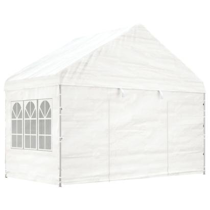 Foișor cu acoperiș, alb, 4,08x2,23x3,22 m, polietilenă GartenMobel Dekor