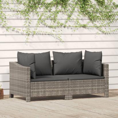 Set mobilier de grădină cu perne, 2 piese, gri, poliratan GartenMobel Dekor