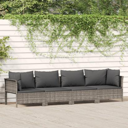 Set mobilier de grădină cu perne, 4 piese, gri, poliratan GartenMobel Dekor