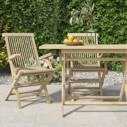 Scaune de grădină pliante 2 buc. gri 56x61x89 cm lemn masiv tec GartenMobel Dekor