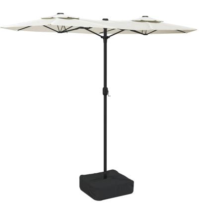 Umbrelă de soare cu două capete cu LED, alb nisipiu, 316x240 cm GartenMobel Dekor