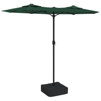Umbrelă de soare cu două capete cu LED-uri, verde, 316x240 cm GartenMobel Dekor